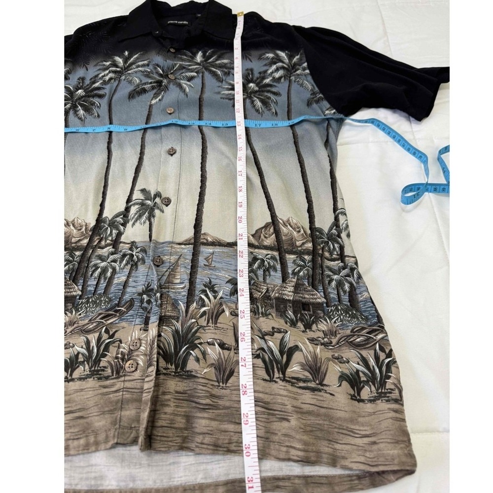 Pierre Cardin Vintage‎ Tropical Palm Tree Short Sleeve Hawaiian Shirt Mens M - Picture 4 of 6